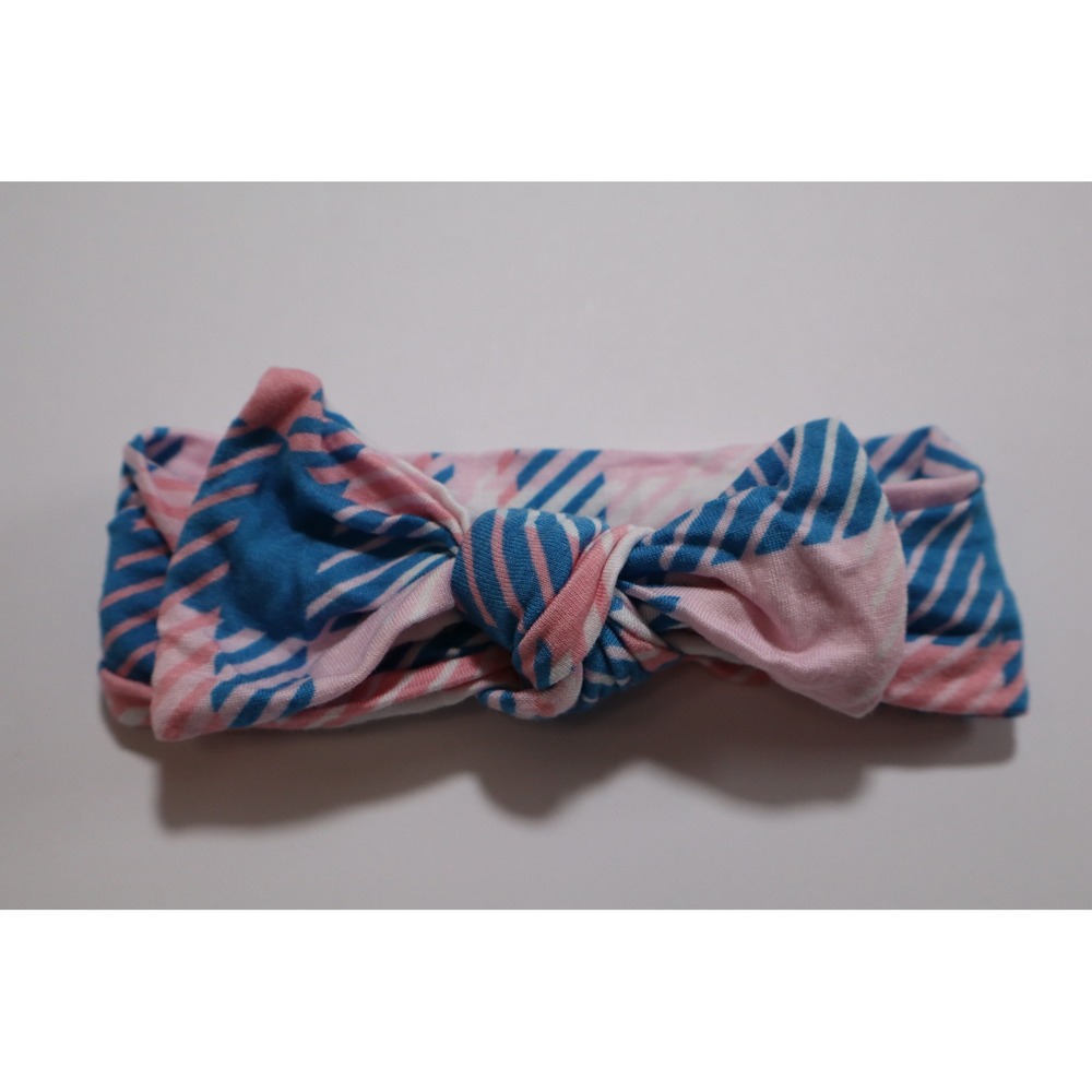 Little Sleepies Pink Blue Stripe Plaid Bamboo Knotted Headband NB-3T